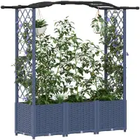 vidaXL Verhoogde plantenbak met klimrek en dak, grijs, 164 x 40 x 138 cm, PP