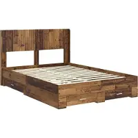 vidaXL Bedframe met opbergruimte en hoofdeinde, gerecycled hout, 120 x 190 cm