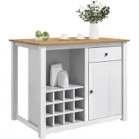 vidaXL Keukeneiland set, 2 stuks, model PANAMA, wit en honingkleurig, massief grenenhout