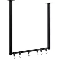 CLP Fenton Kledingstang - kledingstandaard - kledingroede - garderobestang - kleding stang - voor plafondmontage - met 6 haken - zwart