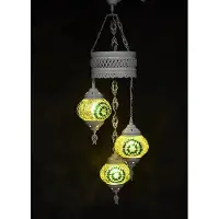 Halay Oosterse lamp 3 glazen groen bollen mozaiek kroonluchter