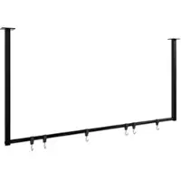 CLP Fenton Kledingstang - kledingstandaard - kledingroede - garderobestang - kleding stang - voor plafondmontage - met 6 haken - zwart