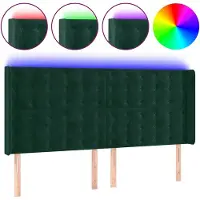 vidaXL Hoofdbord LED 183x16x118/128 cm fluweel donkergroen