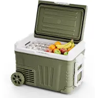 Auronic Elektrische Koelbox - Compressor - 35L - 12V en 240 volt - Camping Koelkast - Frigobox Auto - Met Wielen en Hendel - Groen