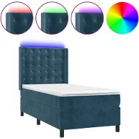 vidaXL Boxspring met matras en LED fluweel donkerblauw 80x200 cm