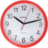 Technoline WT 600 - klassieke, analoge wandklok met kunststof frame in rood van Technoline