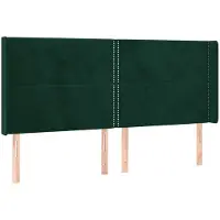 vidaXL Hoofdbord met randen 203x16x118/128 cm fluweel donkergroen