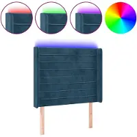 vidaXL Hoofdbord LED 103x16x118/128 cm fluweel donkerblauw
