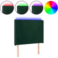vidaXL Hoofdbord LED 103x16x118/128 cm fluweel donkergroen