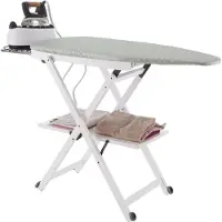 Arredamenti Italia Stirocomodo Bianco - Houten Strijkplank met Stoomunithouder - Hoogte Verstelbaar - 135 x 45 cm - Groot Formaat