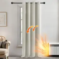 OEM Thermische Gordijnen 96 inch Lang, Crème, 1 stuk, Verdusteringsgordijnen met Ringen voor Slaapkamer, Woonkamer, 140x260 cm (B x H)