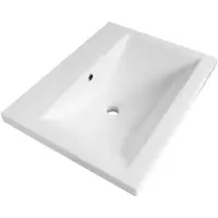 Brauer Halo Wastafel - 60 cm - met 1 Spoelbak en 0 Kraangaten - Keramiek Hoogglans Wit