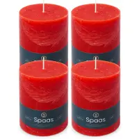 Spaas Rustieke Stompkaarsen - Rood - 100/130mm - circa 95u - 4 kaarsen