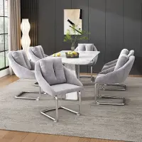 STILVORA Eetkamerstoel – Set Van 6 – Ergonomisch Met Zacht Kussen – Voor Eetkamer, Woonkamer En Slaapkamer – Fluweel Grijs