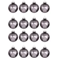 Krebs Kerstballen - 16x stuks - gray purple - glas - 7 cm - glans - kerstboomversiering - luxe