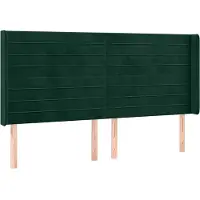 vidaXL Hoofdbord met randen 163x16x118/128 cm fluweel donkergroen