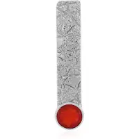 Cavill - Zilveren Hanger - 925 Sterling Zilver - Rode Ethiopische Opaal 0,735 ct - Ronde Zilveren Hanger Bezel - Gestructureerd Design
