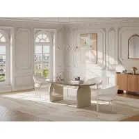 Vente-unique Eettafel 8 personen in MDF - Glanzend beige - FELYRIA