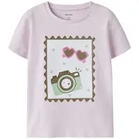 Name it MINI T-shirt roze Meisjes Stretchkatoen Ronde hals Printopdruk - maat 116