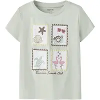 Name it MINI T-shirt lichtgroen Meisjes Stretchkatoen Ronde hals Printopdruk - maat 98