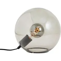 Brilliant Bol tafellamp Belado zwart met smoke glas