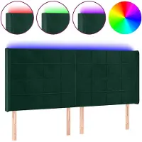 vidaXL Hoofdbord LED 163x16x118/128 cm fluweel donkergroen