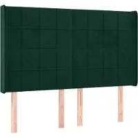 vidaXL Hoofdbord met randen 147x16x118/128 cm fluweel donkergroen