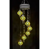 Halay Hanglamp multicolour glas groen mozaïek Oosterse lamp kroonluchter Crèmewit 7 bollen