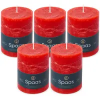 Spaas Rustieke Stompkaarsen - Rood – 80/110mm - circa 65 uur - 5 kaarsen