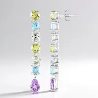 Cavill - 925 Sterling Zilver Geplateerde Oorbellen - Lavendel Amethist 2 382 ct - Braziliaanse Edelstenen 5 947 ct - Elegant 44 mm