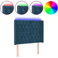 vidaXL Hoofdbord LED 103x16x118/128 cm fluweel donkerblauw