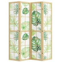 HOMCOM Room Divider-Vliesstof, Grenenhout-160L x 1,8B x 170H cm-Natuurlijk hout+Groen