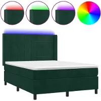 vidaXL Boxspring met matras en LED fluweel donkergroen 140x200 cm