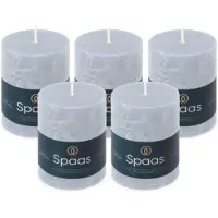 Spaas Rustieke Stompkaarsen - Lichtblauw - 70/95mm - circa 35 uur - 5 kaarsen
