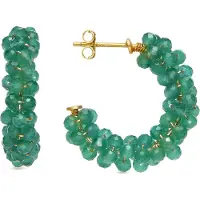 Luxenter Oorbellen van 925 sterling zilver en groene Paraiba hydrothermale kwarts met 18k geelgoud afwerking - Rariki