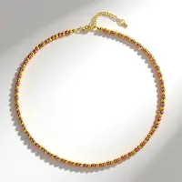 Cavill - Zilveren Halsketting - 925 Sterling Zilver Verguld - Gouden en Rozen Hematiet - 88,45 ct - Ronde Kralen 4 mm - Verstelbaar 45-50 cm