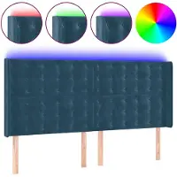 vidaXL Hoofdbord LED 203x16x118/128 cm fluweel donkerblauw