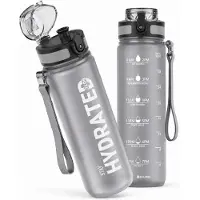 BOTC Waterfles - 1000ml - BPA vrij - Tritan - Waterfles met tijdmarkering - Grijs