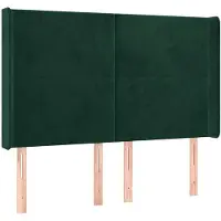 vidaXL - Hoofdbord - met - randen - 147x16x118/128 - cm - fluweel - donkergroen