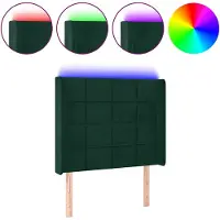 vidaXL Hoofdbord LED 93x16x118/128 cm fluweel donkergroen