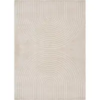 The Carpet the carpetElisa – Zacht Hoogpolig Vloerkleed voor Woonkamer, Modern Geometrisch Design – Beige – 80 x 150 cm