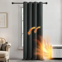 OEM Verduisterende Gordijnen met Ringen, Donkergrijs Gordijnen Zonwerend voor Woonkamer, Slaapkamer, Kant en Klaar, 132x138 cm (B x H), 1 stuk