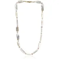 Cavill - Zilveren Halsketting Verguld 925 Sterling - Keshi Parels en Zoetwatercultuur - Fancy Slijpsel, Chique Dames Sieraad, 43 cm