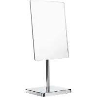 OEM Rechthoekige spiegel op standaard, voor slaapkamer en badkamer, staande spiegel, make-uptafel, 25 x 18 cm (zilver)