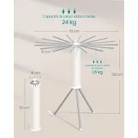 Songmics - Draagbaar en opvouwbaar verticaal wasrek - droogrek voor op reis balkon en tuin - wit met zilver