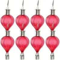 Cepewa LED ballonhanger - 8x - rood - H17 cm - luchtballon - tuinverlichting/buitenlamp