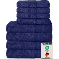 Komfortec Handdoekenset – Set van 8 - 4x Handdoek 50x100 cm en 4x Badhanddoek 70x140 cm - 100% Katoen - Marineblaumw