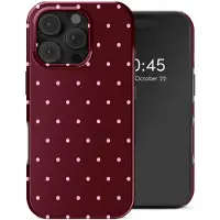 Selencia Vivid Backcover met MagSafe voor de Apple iPhone 16 Pro Max - Happy Dots Burgundy