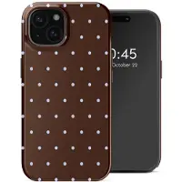 Selencia Vivid Backcover voor de Apple iPhone 15 - Happy Dots Chocolate