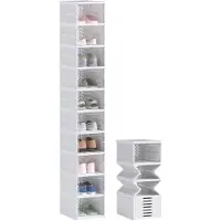 HOMCOM Schoenenkast-Kunststof, ABS-35L x 26B x 174H cm-Wit